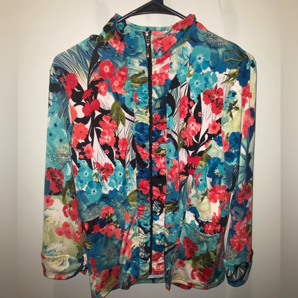 Erm London Floral Zip Up Jacket and Tank Top
